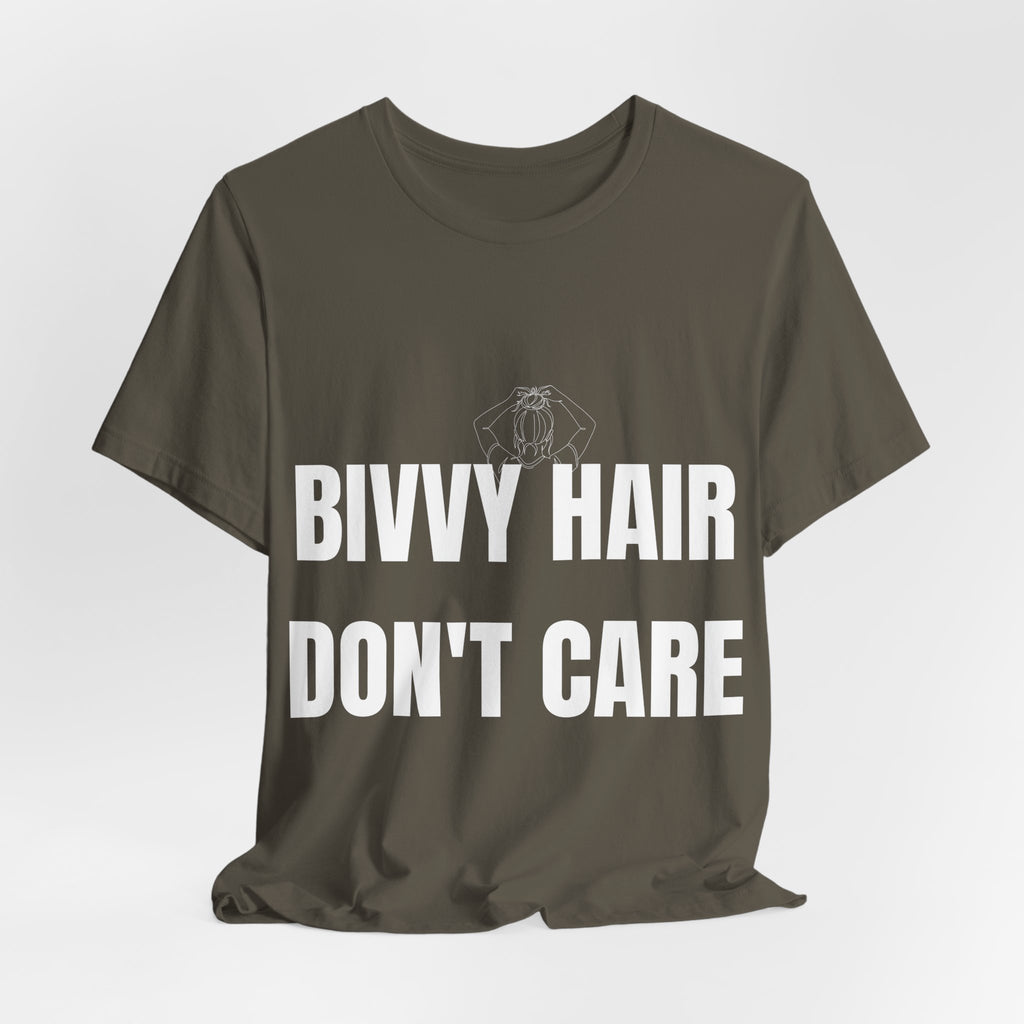 Bivvy Hair Don't Care T Shirt | First Women's Carp Fishing Tee | Bank Life Gift For Her | Fishing Clothing UK