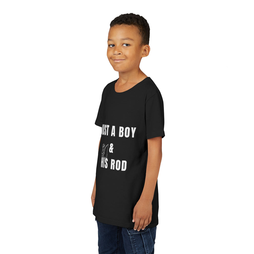 Just A Boy And His Rod Fishing T Shirt - Dad Mum Son Gift