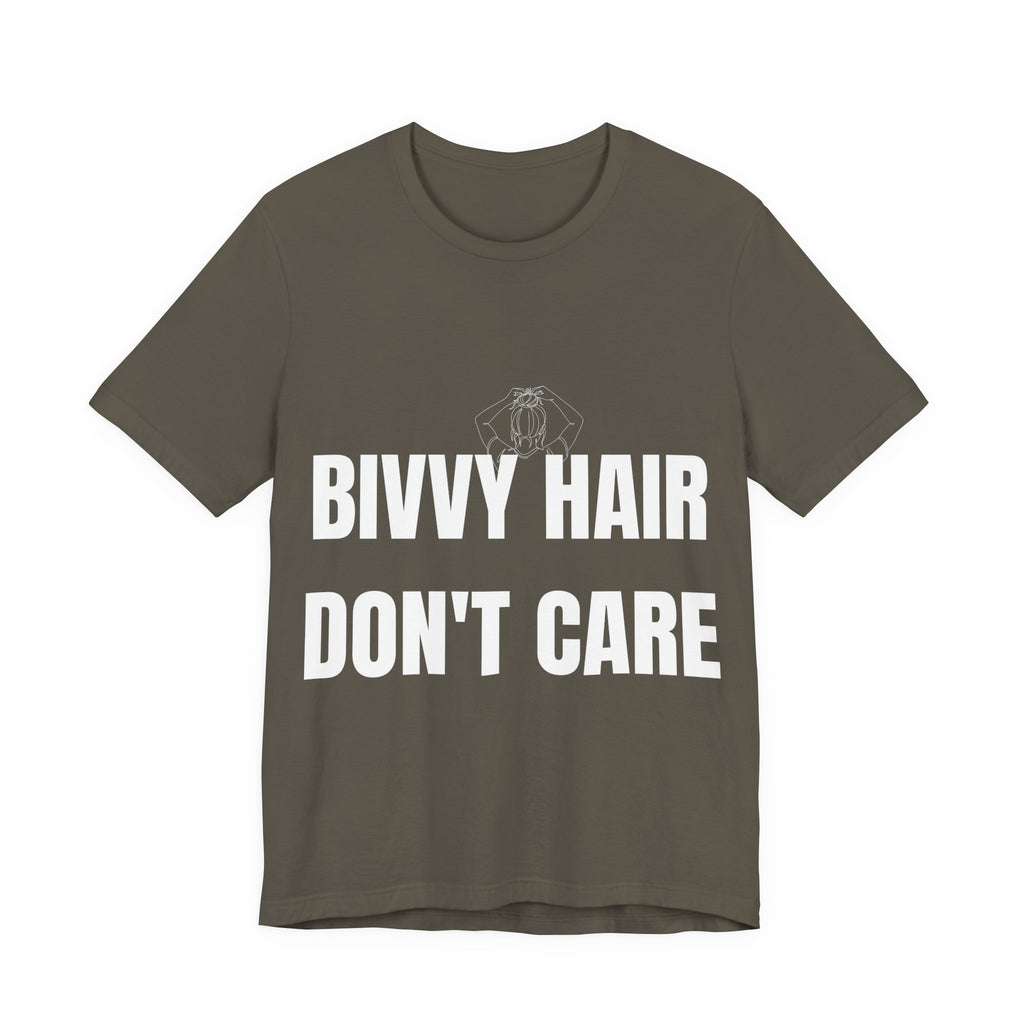 Bivvy Hair Don't Care T Shirt | First Women's Carp Fishing Tee | Bank Life Gift For Her | Fishing Clothing UK